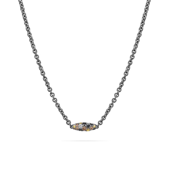 Paul Morelli 18k Black Gold 1.24cttw Mixed Color Diamond Single Pipette Necklace 18"