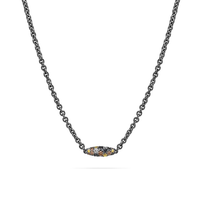 Paul Morelli 18k Black Gold 1.24cttw Mixed Color Diamond Single Pipette Necklace 18"