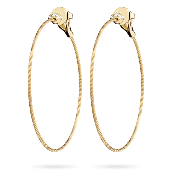 Paul Morelli 18k Yellow Gold 0.07cttw Diamond Unity Thin Hoop Earrings 40mm