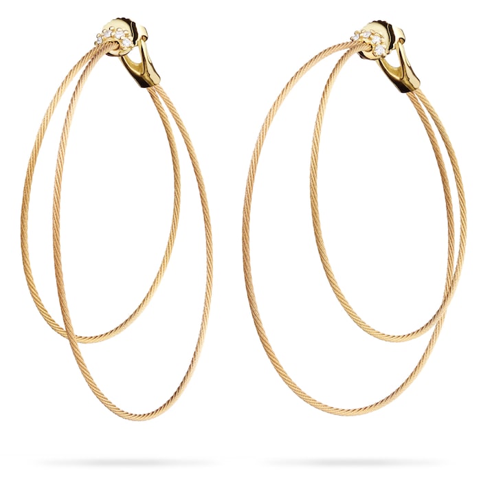 Paul Morelli 18k Yellow Gold 0.10cttw Diamond Double Unity Hoop Earrings