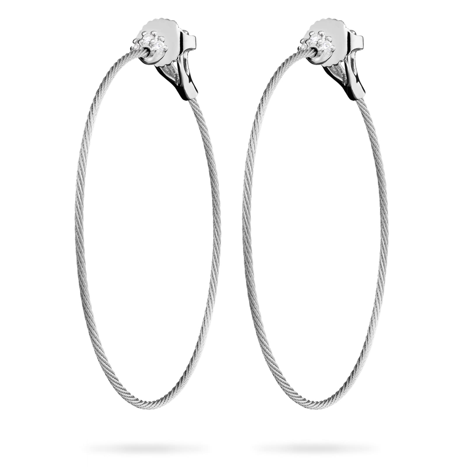 Paul Morelli 18k White Gold 0.07cttw Diamond Unity Thin Hoop Earrings 40mm