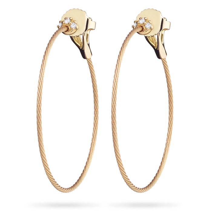 Paul Morelli 18k Yellow Gold 0.08cttw Diamond Unity Thin Small Hoop Earrings 30mm