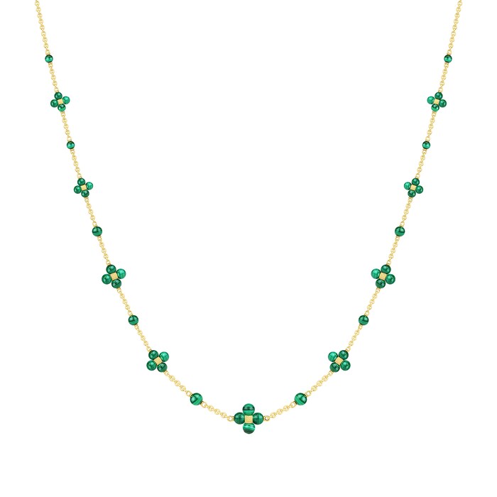 Paul Morelli 18k Yellow Gold 53.48cttw Malachite Squence Necklace 24"