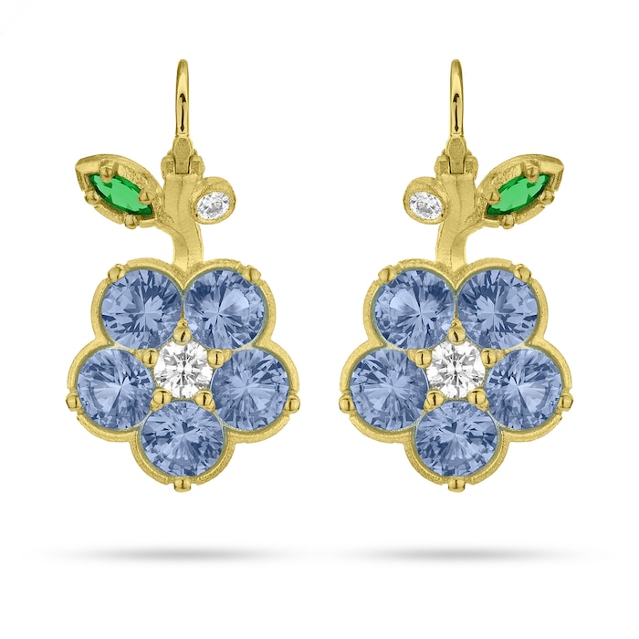 Paul Morelli 18k Yellow Gold 0.33cttw Diamond and 4.03cttw Sapphire Wild Child Drop Earrings