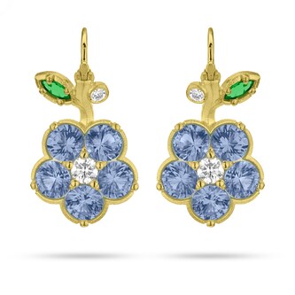 Paul Morelli 18k Yellow Gold 0.33cttw Diamond and 4.03cttw Sapphire Wild Child Drop Earrings