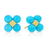 Paul Morelli 18k Yellow Gold 6.88cttw Turquoise Cluster Sequence Stud Earrings 5mm