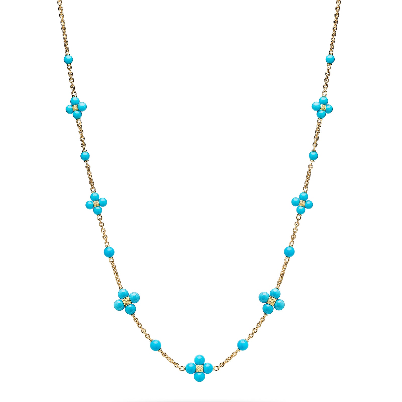 Paul Morelli 18k Yellow Gold 22.73cttw Turquoise Sequence Necklace 18"