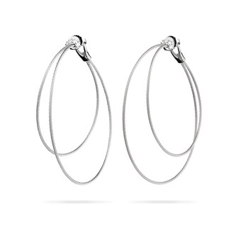 Paul Morelli 18k White Gold 0.10cttw Diamond Double Unity Hoop Earrings