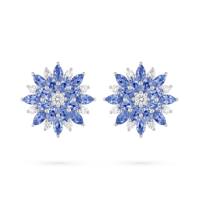 Paul Morelli 18k White Gold 2.56cttw Sapphire and 0.44cttw Diamond Dahlia Cluster Earrings 17mm