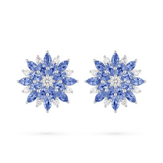 Paul Morelli 18k White Gold 2.56cttw Sapphire and 0.44cttw Diamond Dahlia Cluster Earrings 17mm
