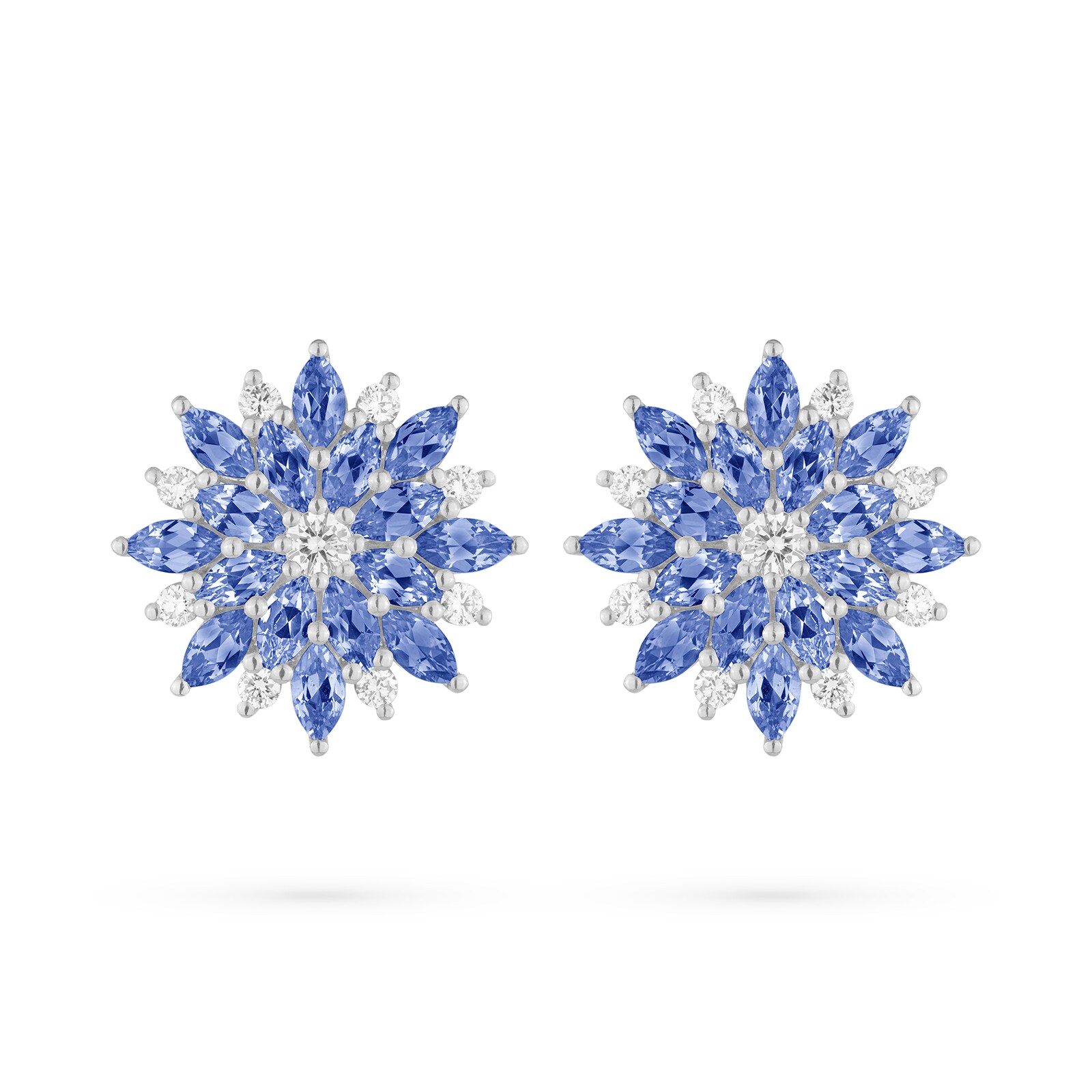Paul Morelli 18k White Gold 2.56cttw Sapphire and 0.44cttw Diamond Dahlia Cluster Earrings 17mm