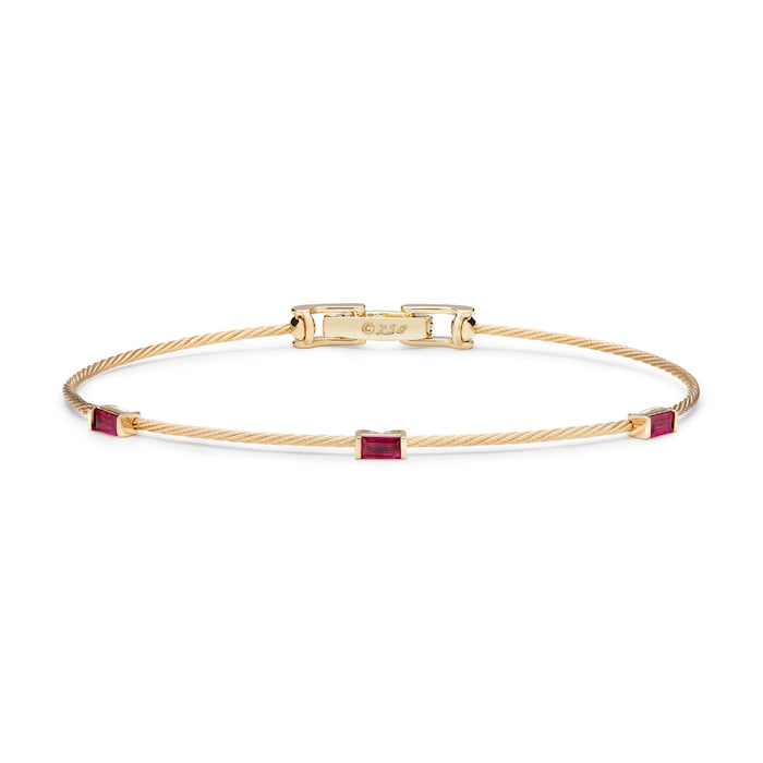 Paul Morelli 18k Yellow Gold 0.42cttw Baguette Ruby Wire Bracelet 1.2mm