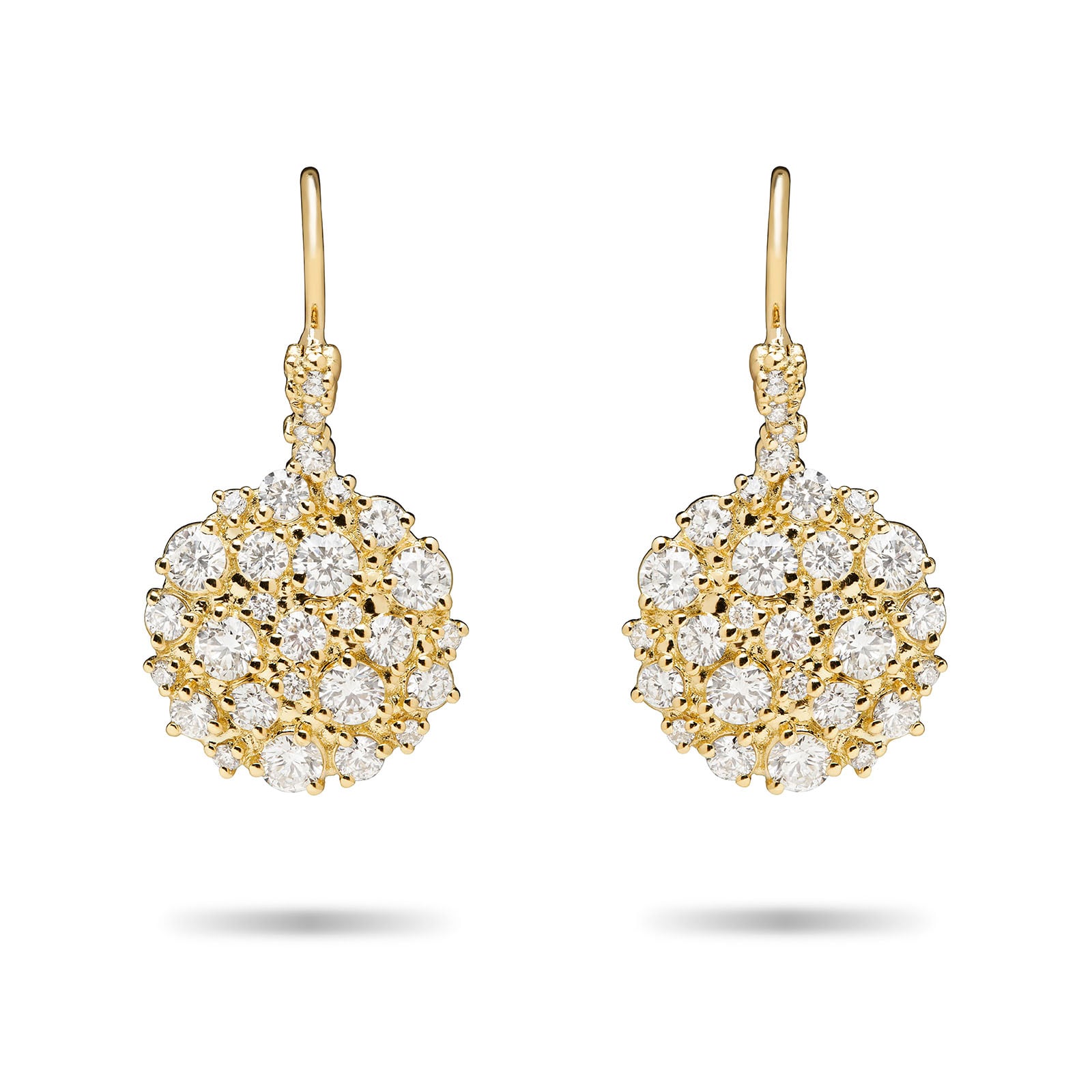 Paul Morelli 18k Yellow Gold 1.65cttw Diamond Confetti Circle Drop Earrings 13mm