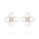Paul Morelli 18k Yellow Gold 0.28cttw Diamond and Pearl Sequence Clip Earrings 8mm