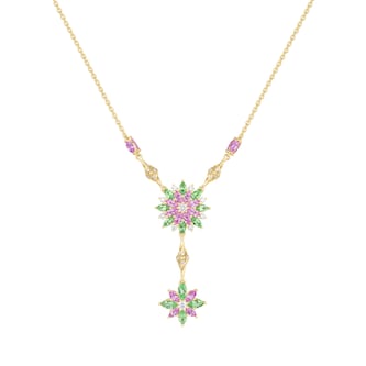 Paul Morelli 18k Yellow Gold 1.41cttw Sapphire 1.17cttw Tsavourite and Diamond Dahlia Necklace 20" Paul Morelli 18k Yellow Gold 1.41cttw Sapphire 1.17cttw Tsavourite and Diamond Dahlia Necklace 20"