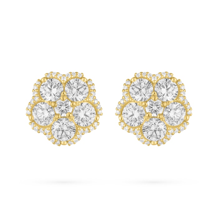 Paul Morelli 18k Yellow Gold 2.98cttw Diamond Wild Child Cluster Stud Earrings 13mm