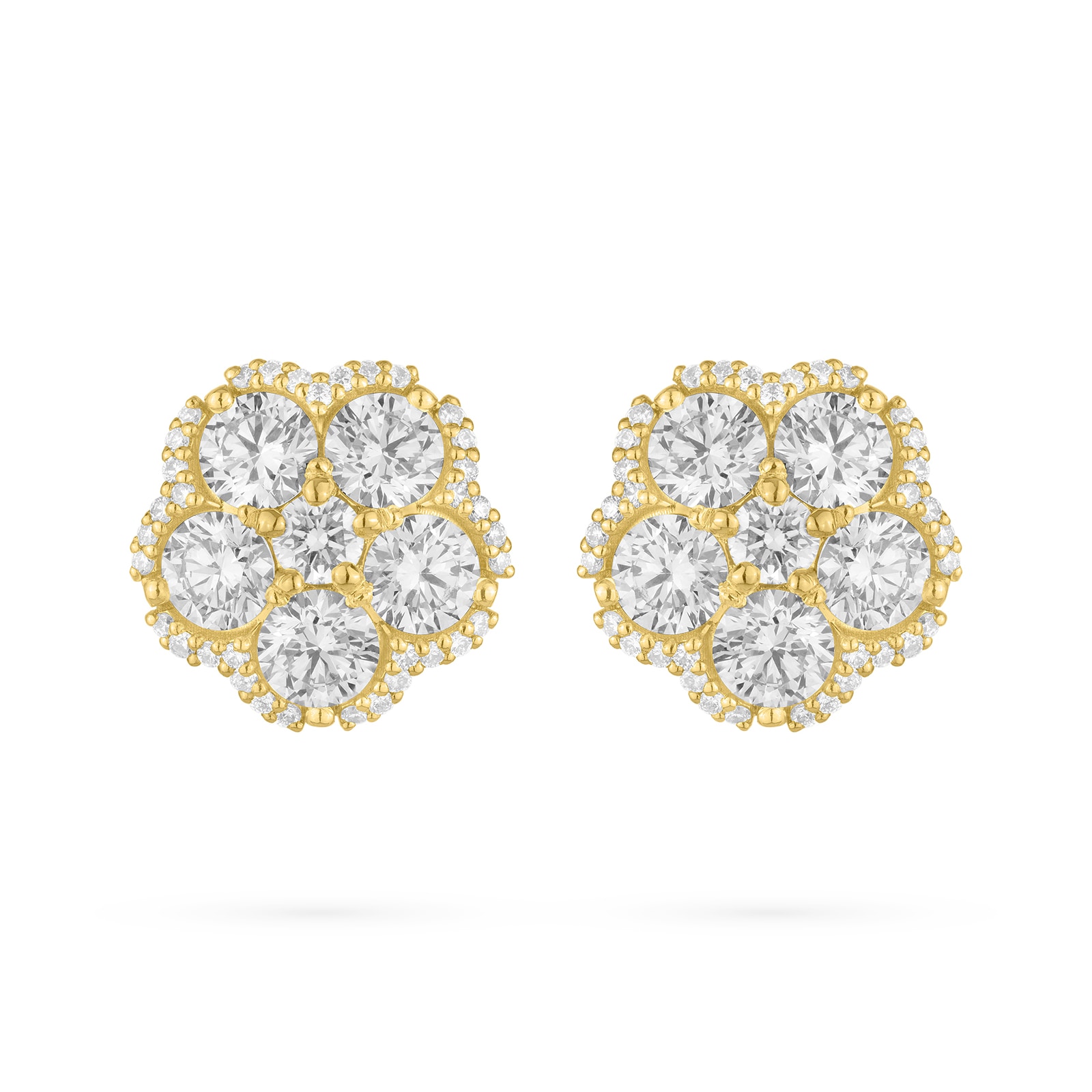 Paul Morelli 18k Yellow Gold 2.98cttw Diamond Wild Child Cluster Stud Earrings 13mm
