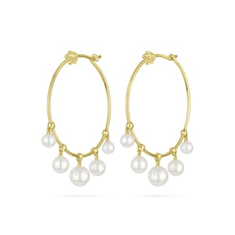 Paul Morelli 18k Yellow Gold Akoya Pearl Windchime 28mm Hoop Earrings Paul Morelli 18k Yellow Gold Akoya Pearl Windchime 28mm Hoop Earrings