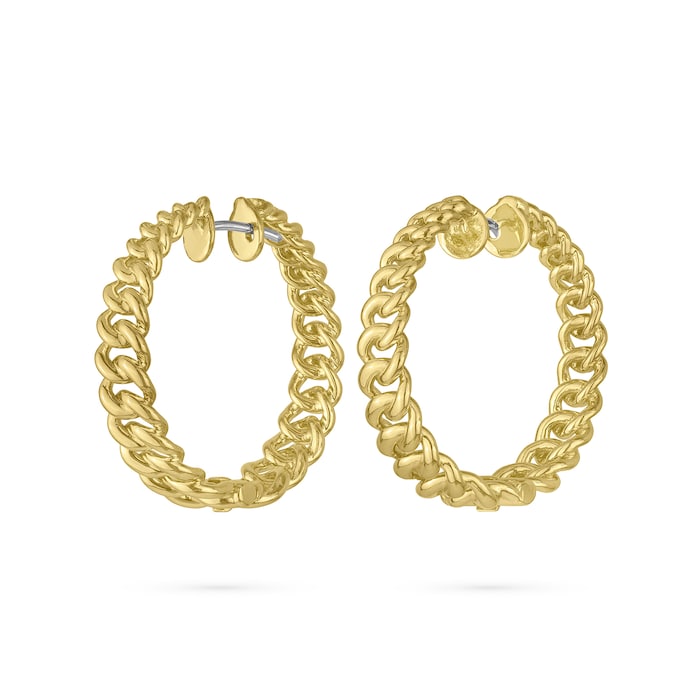 Paul Morelli 18k Yellow Gold Cuban Chain Hoop Earrings 30mm