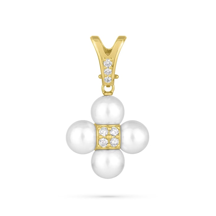Paul Morelli 18k Yellow Gold 0.26cttw Diamond And 8mm Pearl Sequence Slider Charm