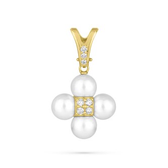 Paul Morelli 18k Yellow Gold 0.26cttw Diamond And 8mm Pearl Sequence Slider Charm