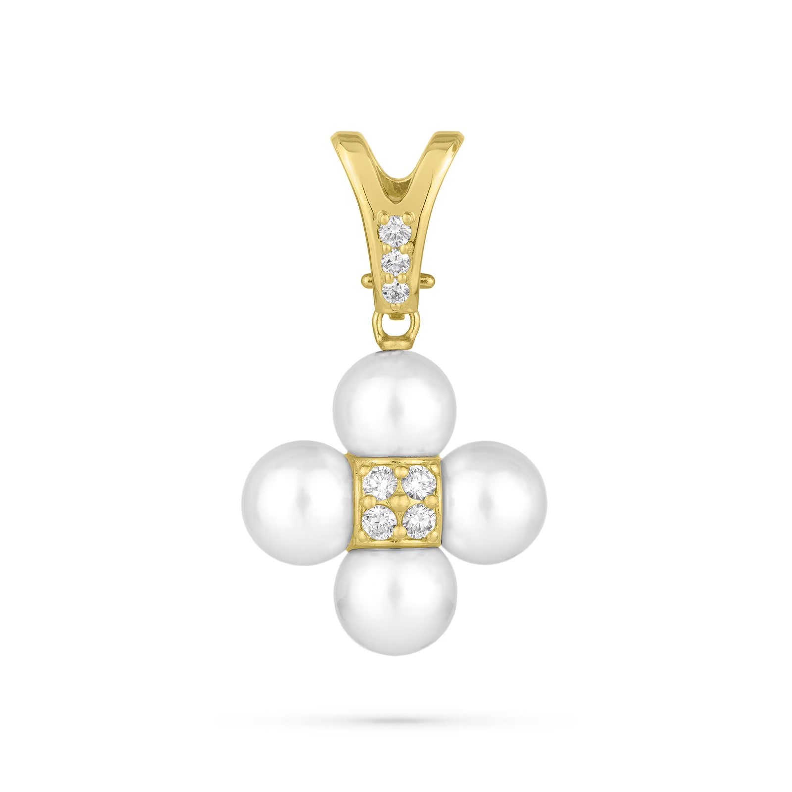 Paul Morelli 18k Yellow Gold 0.26cttw Diamond And 8mm Pearl Sequence Slider Charm