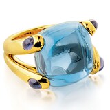 Verdura 18k Yellow Gold Blue Topaz and iolite Candy Ring Size 6