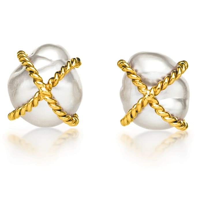 Verdura 18k White Gold Baroque South Sea Pearl Wrap Earclips