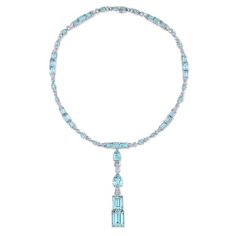 Robert Procop Platinum 52.32cttw Aquamarine and 1.05cttw Diamond Drop Necklace