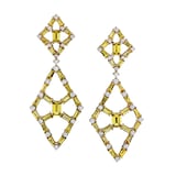 Robert Procop 18k Yellow Gold 6.78cttw Sapphire and 1.14cttw Diamond Lattice Drop Earrings