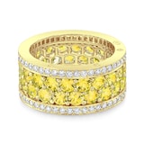 Robert Procop 18k Yellow Gold 5.22cttw Yellow Sapphire and 0.86cttw Diamond 4 Row Band Size 6.5