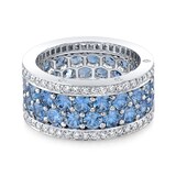 Robert Procop 18k White Gold 4.84cttw Sapphire and 0.87cttw Diamond 4 Row Band Size 6.5