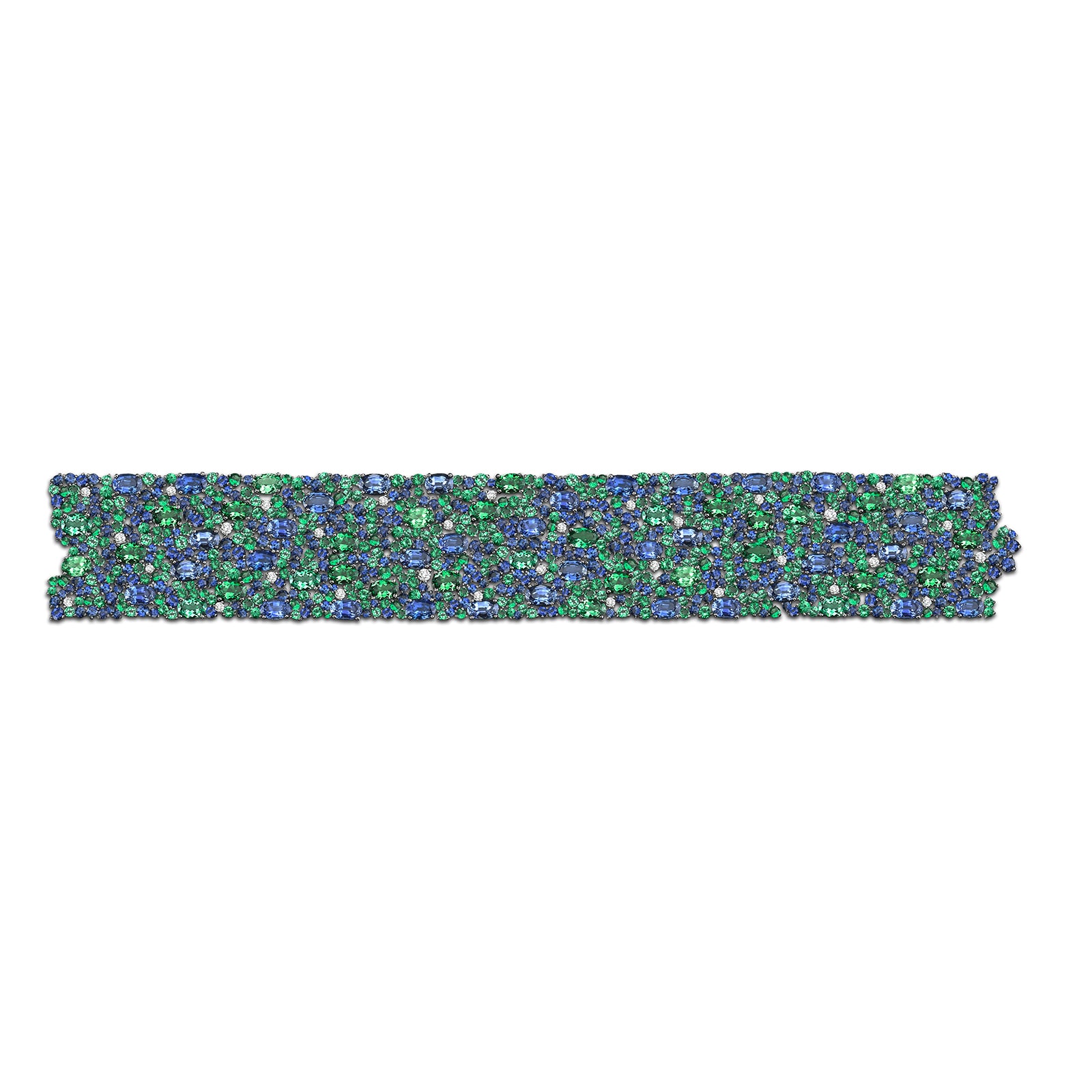 Robert Procop 18k White Gold Sapphire Emerald and 0.92cttw Diamond American Glamour Bracelet Robert Procop 18k White Gold Sapphire Emerald and 0.92cttw Diamond American Glamour Bracelet