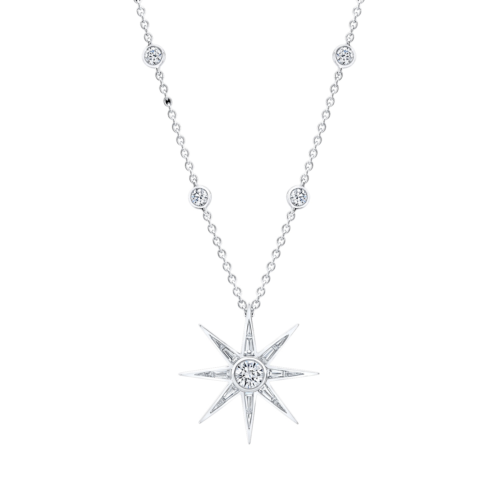 Robert Procop 18k White Gold 2.61cttw Diamond Luminous Star Pendant 18" Robert Procop 18k White Gold 2.61cttw Diamond Luminous Star Pendant 18"