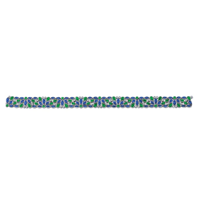 Robert Procop Platinum Sapphire Emerald and 0.78ctw Diamond De La Vie Bracelet