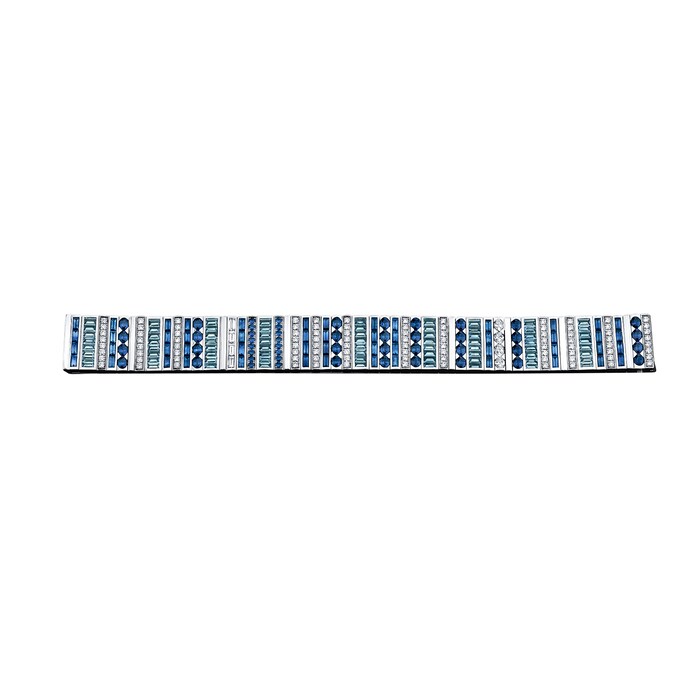 Robert Procop Platinum 3.85cttw Diamond and 21.89cttw Mixed Cut Sapphire Bracelet