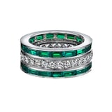 Robert Procop Platinum 3.73cttw Baguette Emerald and 1.22cttw Diamond 3 Row Ring Size 7