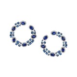 Robert Procop 18k White Gold 5.72cttw Sapphire and 0.70cttw Diamond Side Hoop Earrings