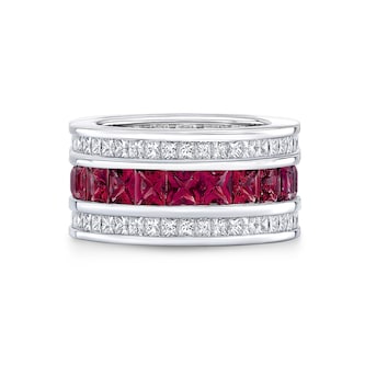 Robert Procop Platinum 5.09cttw Ruby and 2.50cttw Diamond Masterpiece Eternity Ring Size 7 Robert Procop Platinum 5.09cttw Ruby and 2.50cttw Diamond Masterpiece Eternity Ring Size 7