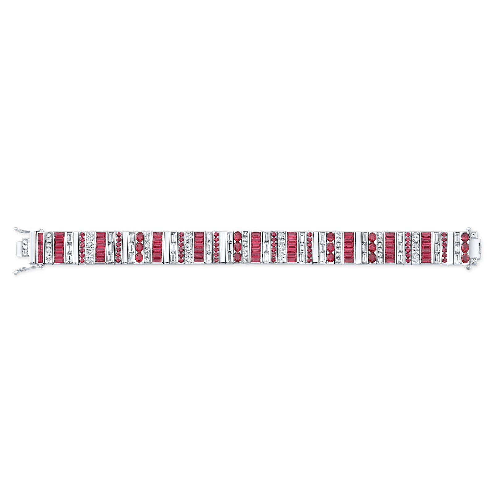 Robert Procop Platinum 11.06cttw Ruby and 6.99cttw Diamond Masterpiece Bracelet 7"