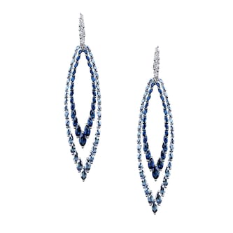 Robert Procop 18k White Gold 9.60cttw Sapphire and 0.81cttw Diamond Marquise Drop Earrings Robert Procop 18k White Gold 9.60cttw Sapphire and 0.81cttw Diamond Marquise Drop Earrings