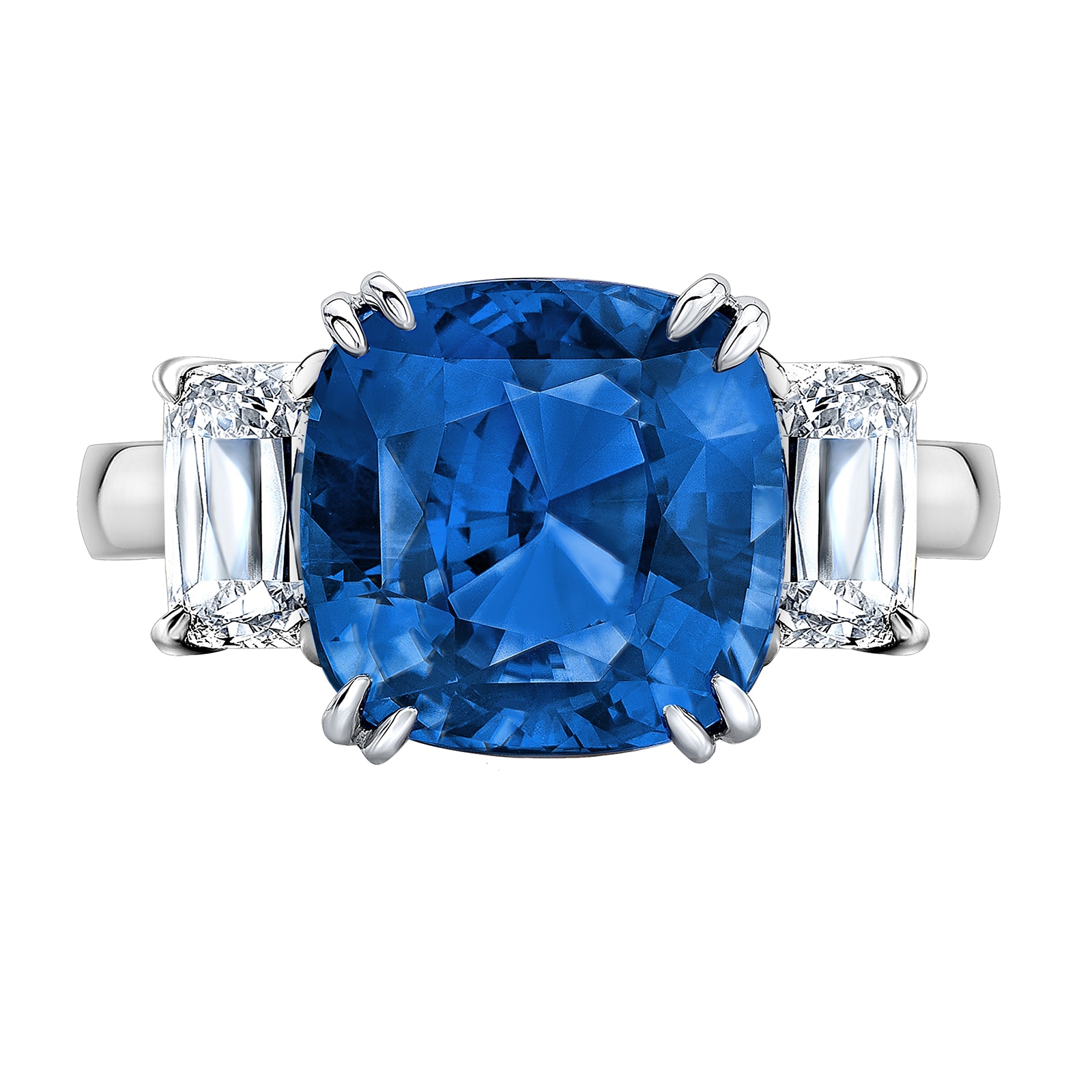 Robert Procop Platinum 6.59cttw Cushion Cut Sapphire and 1.65cttw Diamond Ring Size 7 Robert Procop Platinum 6.59cttw Cushion Cut Sapphire and 1.65cttw Diamond Ring Size 7