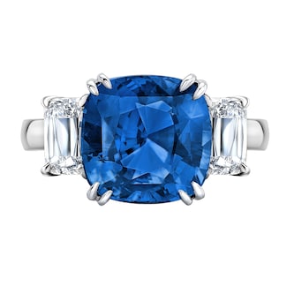 Robert Procop Platinum 6.59cttw Cushion Cut Sapphire and 1.65cttw Diamond Ring Size 7 Robert Procop Platinum 6.59cttw Cushion Cut Sapphire and 1.65cttw Diamond Ring Size 7