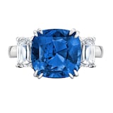 Robert Procop Platinum 6.59cttw Cushion Cut Sapphire and 1.65cttw Diamond Ring Size 7