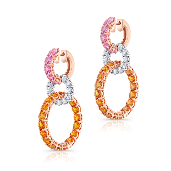 Robert Procop 18k Rose and White Gold 15.90cttw Sapphire and 2.25cttw Diamond Hoop Earrings