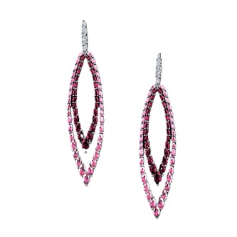 Robert Procop 18K White Gold 5.41cttw Pink Sapphire, 4.20cttw Ruby & 0.83cttw Diamond Marquise Drop Earrings Robert Procop 18K White Gold 5.41cttw Pink Sapphire, 4.20cttw Ruby & 0.83cttw Diamond Marquise Drop Earrings