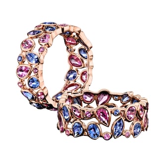 Robert Procop 18K Rose Gold De La Vie 4.29cttw Blue & Pink Sapphire Band Ring - Size 7