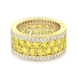 Robert Procop 18K Yellow Gold American Glamour 0.96cttw Diamond & 6.11ctw Yellow Sapphire Band Ring - Size 7