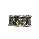 Robert Procop 18K White Gold American Glamour Diamond & Sapphire Band Ring - Size 7