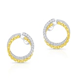 Robert Procop 18K White Gold American Glamour 2.40cttw Diamond & 7.50cttw Yellow Sapphire Hoop Earrings